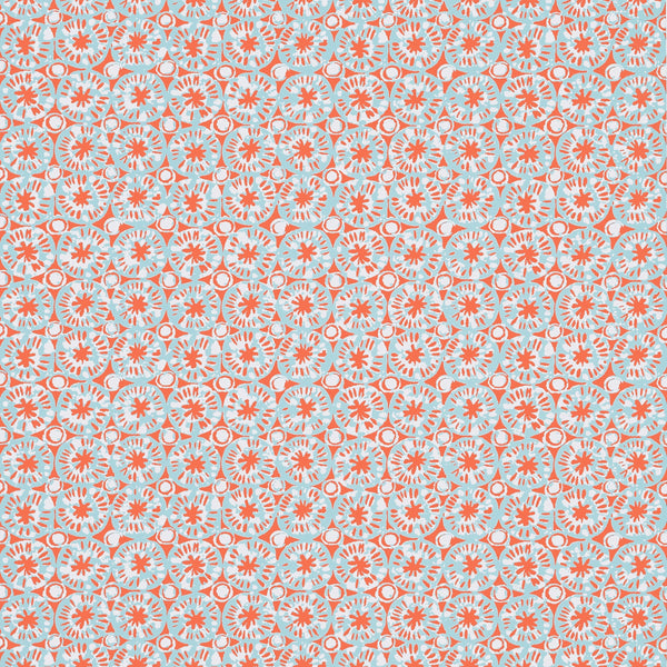 Sand Dollar Coral and Blue - Coral and Blue Wallcovering | Thibaut