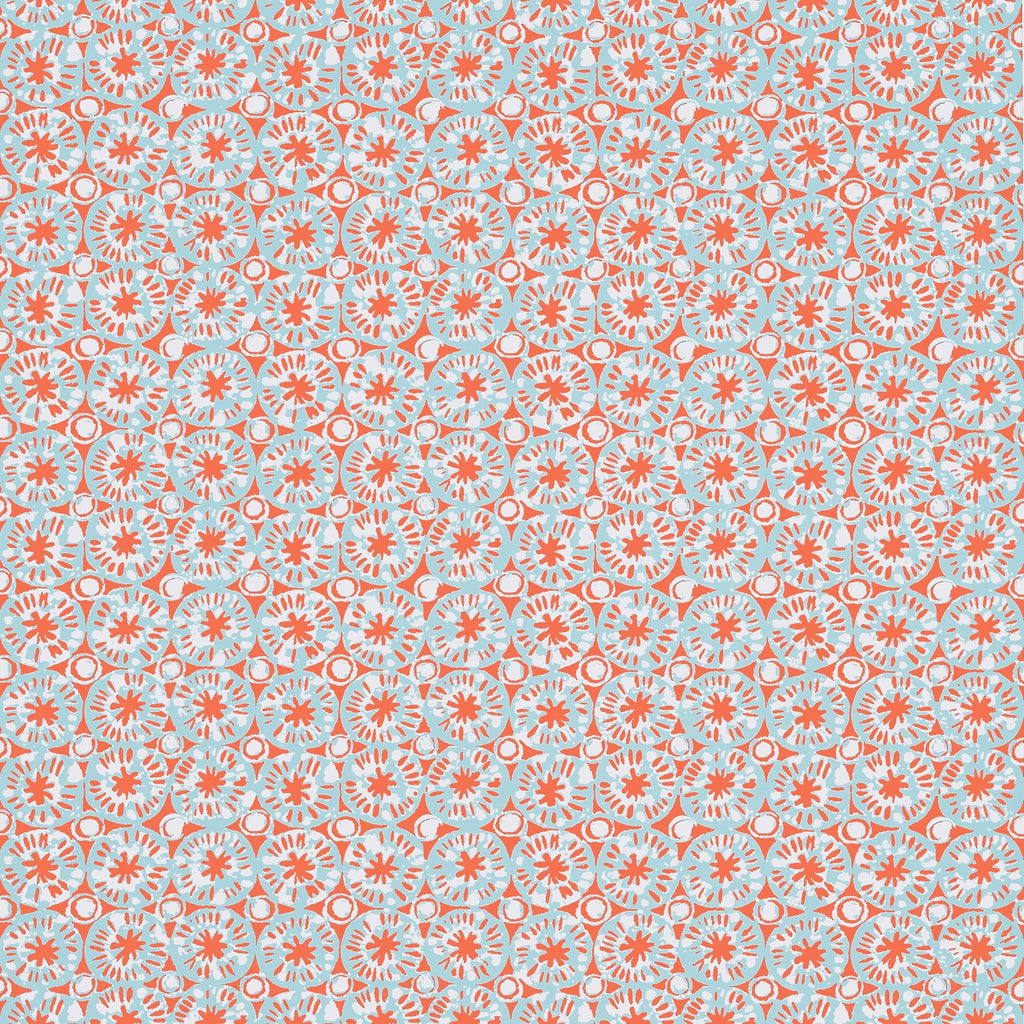 Sand Dollar Coral and Blue - Coral and Blue Wallcovering | Thibaut
