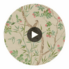 Claire Coral and Green | Thibaut Wallcoverings Circular Swatch | Thibaut