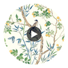 Claire Yellow and Navy | Thibaut Wallcoverings Circular Swatch | Thibaut