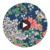 Peony Garden Navy | Thibaut Wallcoverings Circular Swatch | Thibaut