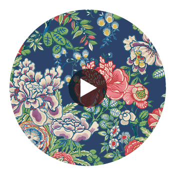 Peony Garden Navy | Thibaut Wallcoverings Circular Swatch | Thibaut