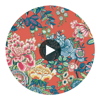 Peony Garden Coral | Thibaut Wallcoverings Circular Swatch | Thibaut
