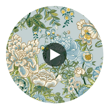 Peony Garden Spa Blue | Thibaut Wallcoverings Circular Swatch | Thibaut