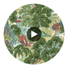 Pagoda Trees Coral and Green | Thibaut Wallcoverings Circular Swatch | Thibaut