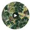 Pagoda Trees Brown and Green | Thibaut Wallcoverings Circular Swatch | Thibaut