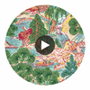 Pagoda Trees Pink and Green | Thibaut Wallcoverings Circular Swatch | Thibaut