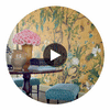 Wild Wisteria Mural Metallic Silver Wallpaper | Thibaut Circular Swatch | Thibaut