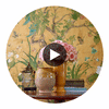 Wild Wisteria Mural Navy | Thibaut Wallcoverings Circular Swatch | Thibaut