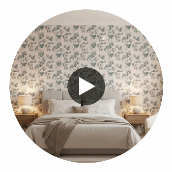 Sussex Hydrangea Slate And Linen Wallpaper | Thibaut Circular Swatch | Thibaut