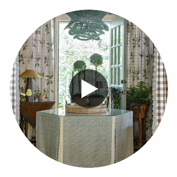 Woodland Green, Cream Wallpaper | Thibaut Circular Swatch | Thibaut