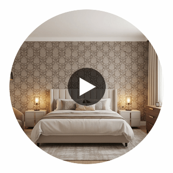 Balmuccia Damask Pewter On Brown Wallpaper | Thibaut Circular Swatch | Thibaut