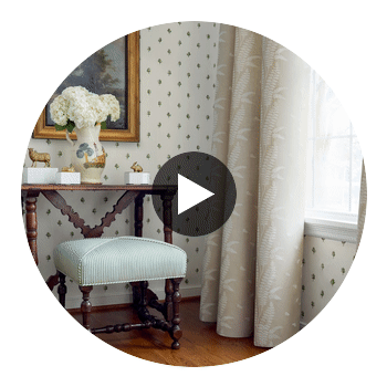 Ashton Small Scale Trees Green Wallpaper | Thibaut Circular Swatch | Thibaut