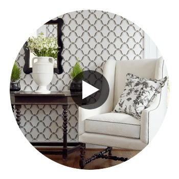 Tate Trellis Black Wallpaper | Thibaut Circular Swatch | Thibaut