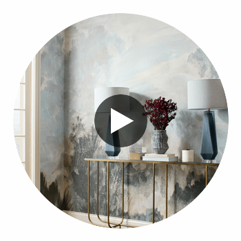 Twilight Mural Cream Wallpaper | Thibaut Circular Swatch | Thibaut