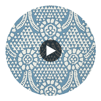 Chamomile Blue and White | Thibaut Wallcoverings Circular Swatch | Thibaut