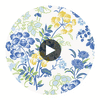 Spring Garden Blue and White | Thibaut Wallcoverings Circular Swatch | Thibaut