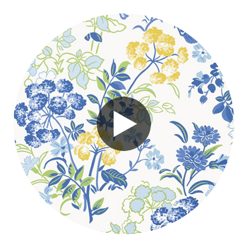 Spring Garden Blue and White | Thibaut Wallcoverings Circular Swatch | Thibaut