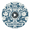 Galway Navy | Thibaut Wallcoverings Circular Swatch | Thibaut