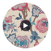 Indienne Jacobean Raspberry and Blue on Natural | Thibaut Wallcoverings Circular Swatch | Thibaut