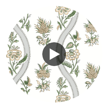 Ribbon Floral Green | Thibaut Wallcoverings Circular Swatch | Thibaut