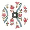 Ribbon Floral Raspberry and Teal | Thibaut Wallcoverings Circular Swatch | Thibaut