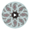 East India Raspberry and Teal | Thibaut Wallcoverings Circular Swatch | Thibaut