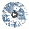 Grand Palace Blue and White | Thibaut Wallcoverings Circular Swatch | Thibaut