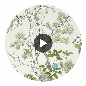 Katsura Cream and Lavender | Thibaut Wallcoverings Circular Swatch | Thibaut