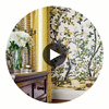 Jardin Bloom Branches Birds Mural White Wallpaper | Thibaut Circular Swatch | Thibaut