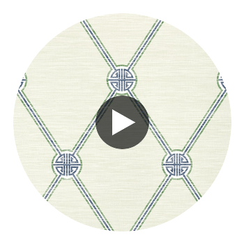 Turnberry Trellis Beige and Green | Thibaut Wallcoverings Circular Swatch | Thibaut