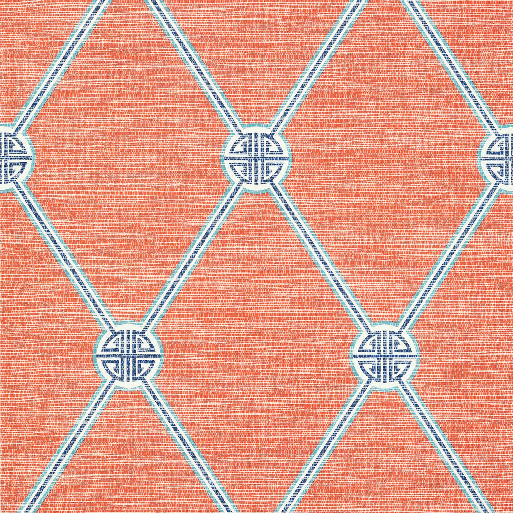 Turnberry Trellis Coral - Coral Natural Wallcovering | Thibaut