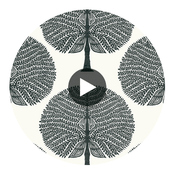 Mulberry Tree Black and White | Thibaut Wallcoverings Circular Swatch | Thibaut