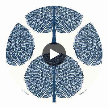 Mulberry Tree Navy | Thibaut Wallcoverings Circular Swatch | Thibaut