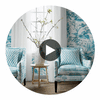 Kyoto Asian Branches Robin'S Egg Aqua Wallpaper | Thibaut Circular Swatch | Thibaut