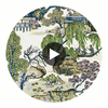 Asian Scenic Purple and Blue | Thibaut Wallcoverings Circular Swatch | Thibaut