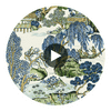 Asian Scenic Blue and Green | Thibaut Wallcoverings Circular Swatch | Thibaut