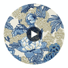 Honshu Blue and Beige | Thibaut Wallcoverings Circular Swatch | Thibaut