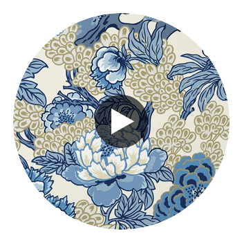 Honshu Blue and Beige | Thibaut Wallcoverings Circular Swatch | Thibaut