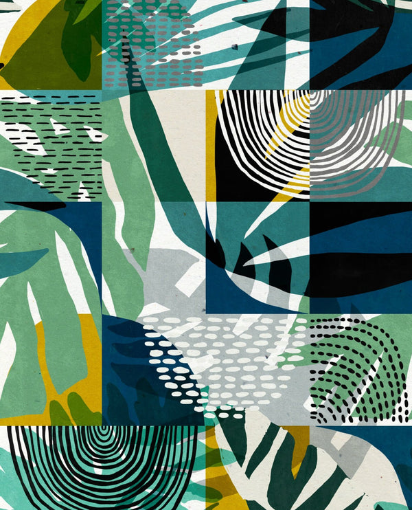 Wilderness - Blue, Green, Turquoise, Ochre Wallcovering | Mind the Gap