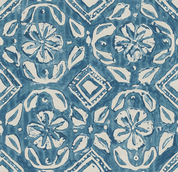 Chimney Cake Blueberry - Blue, White Wallcovering | Mind the Gap