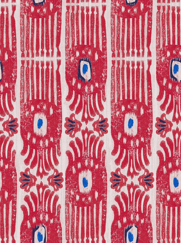 Ikat Raspberry Ripple - Taupe, Blue, Pink Wallcovering | Mind the Gap