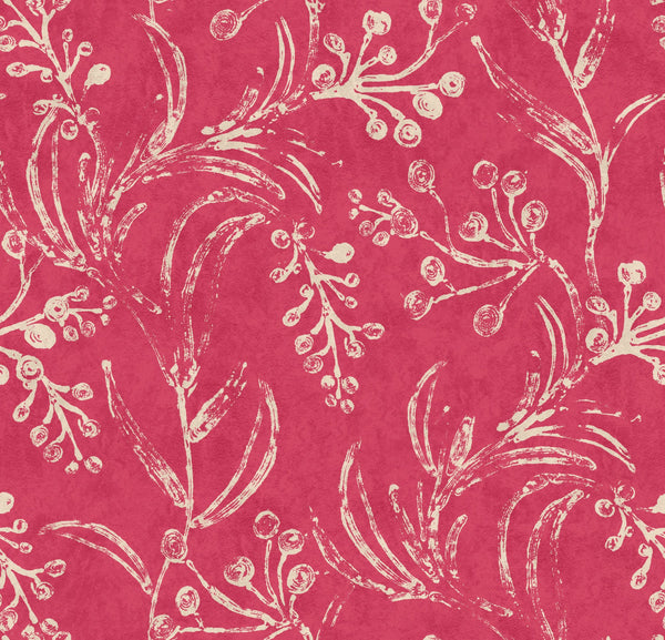 Wallflower Raspberry - White, Pink Wallcovering | Mind the Gap