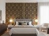 Dylan Damask - Brown Gold - bedroom room setting