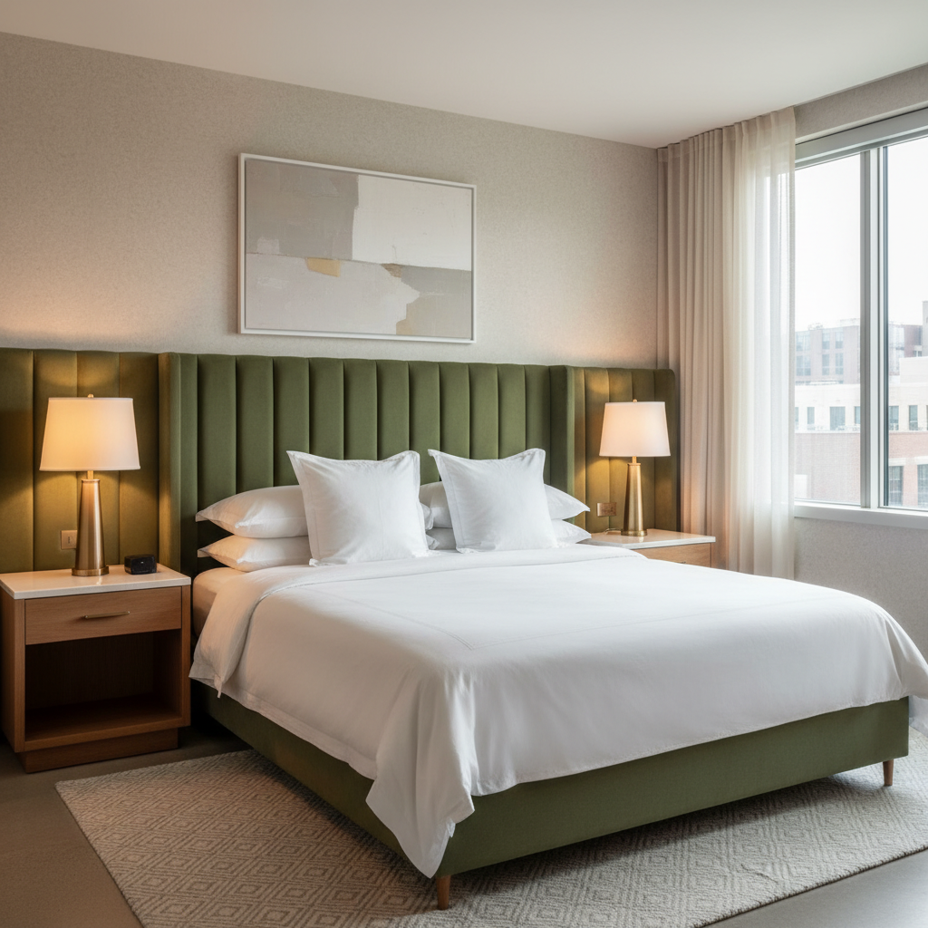 Ultrasuede  Fern  Green Upholstered Headboard | Ultrasuede Upholstery