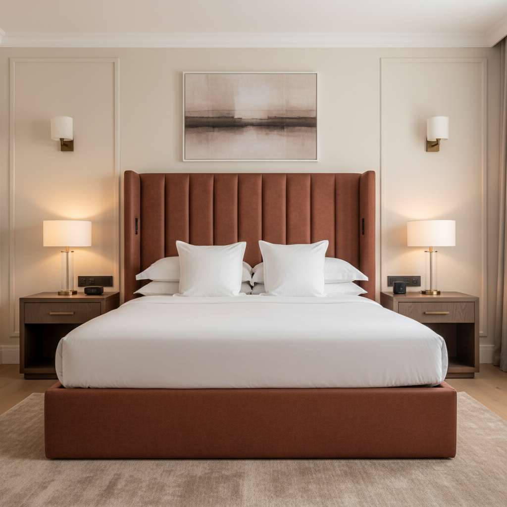 Smooth Pebble Grain Rustic Sienna Upholstered Headboard | Architectural Fabrics