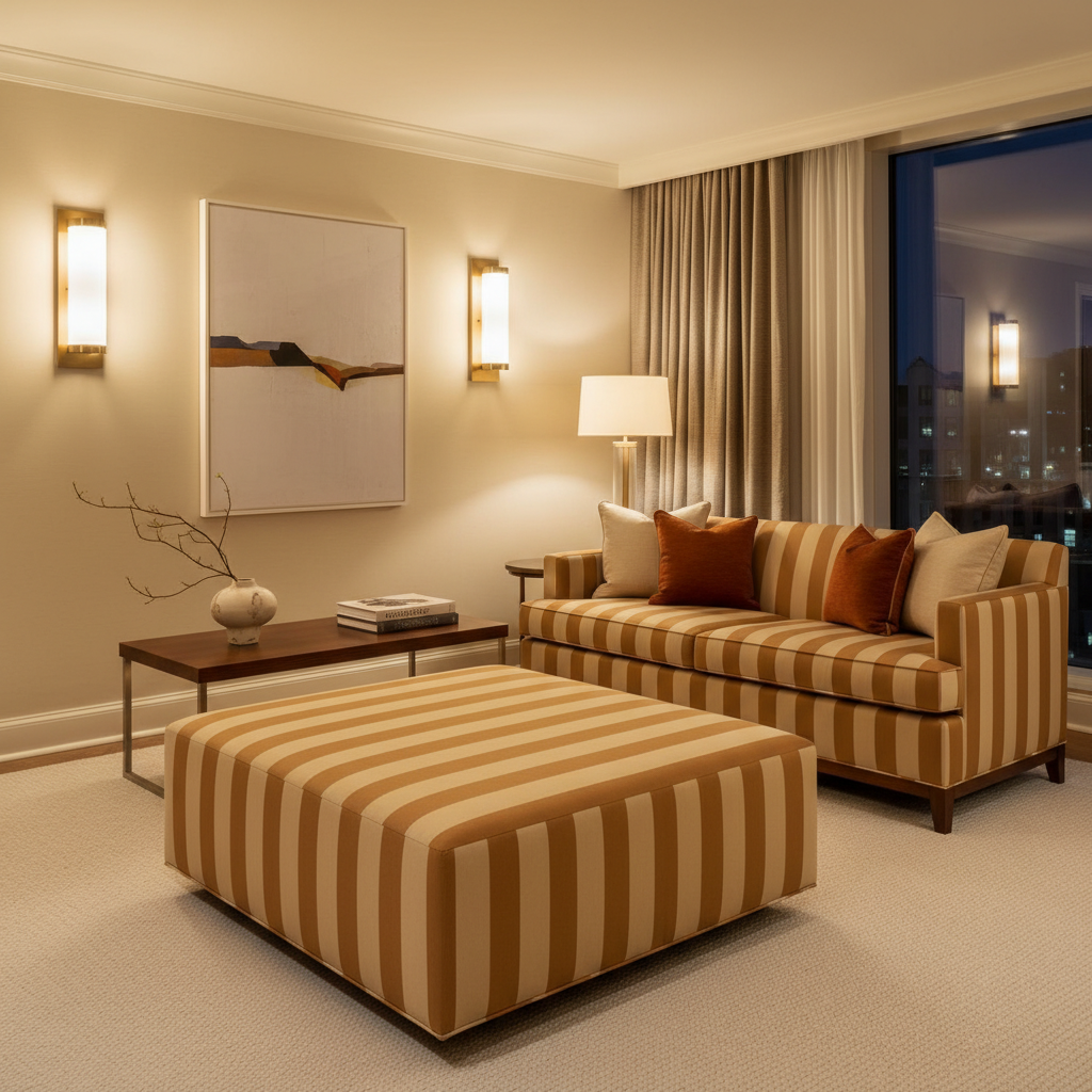 Front Royal Wheat Upholstered Ottoman | Architectural Fabrics