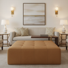 Smooth Pebble Grain Golden Caramel Upholstered Ottoman | Architectural Fabrics