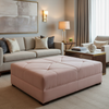 Ultrasuede  Blush Pink Upholstered Ottoman | Ultrasuede Upholstery