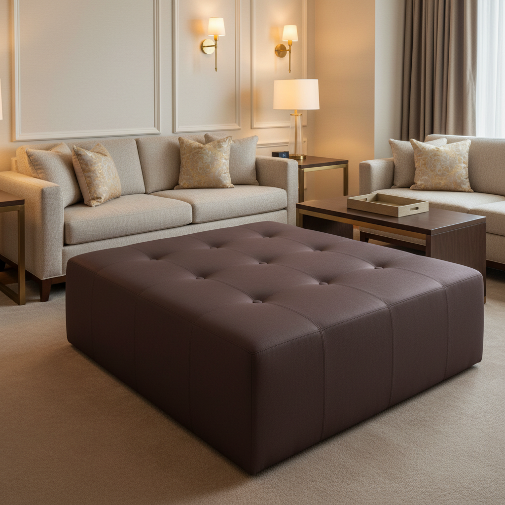 Peter Island - Aubergiine Upholstered Ottoman | Architectural Fabrics